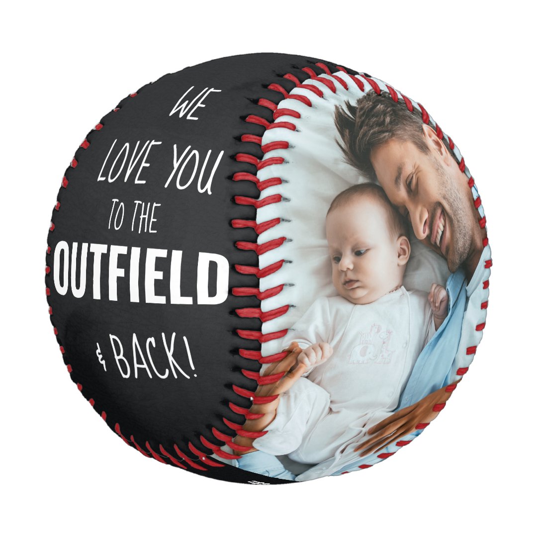 Love you to the Outfield Photo Black Leather Look Baseball