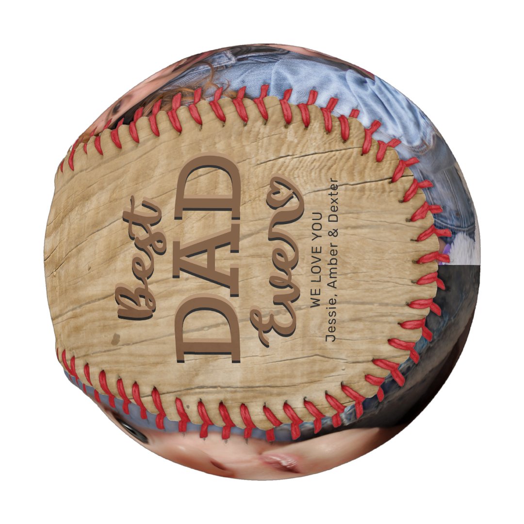 Rustic Best Dad Ever Photo Baseball