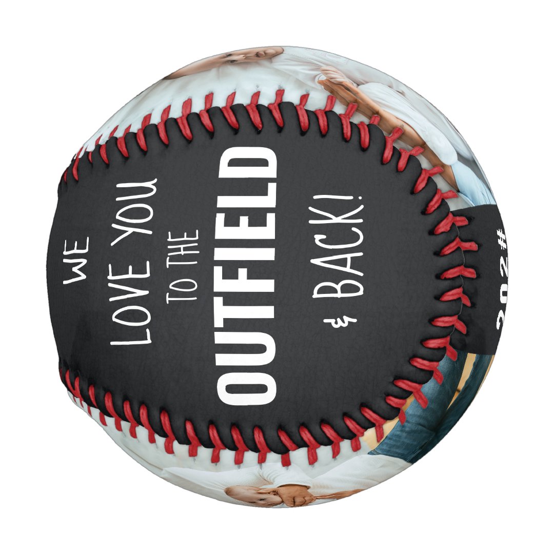 Love you to the Outfield Photo Black Leather Look Baseball