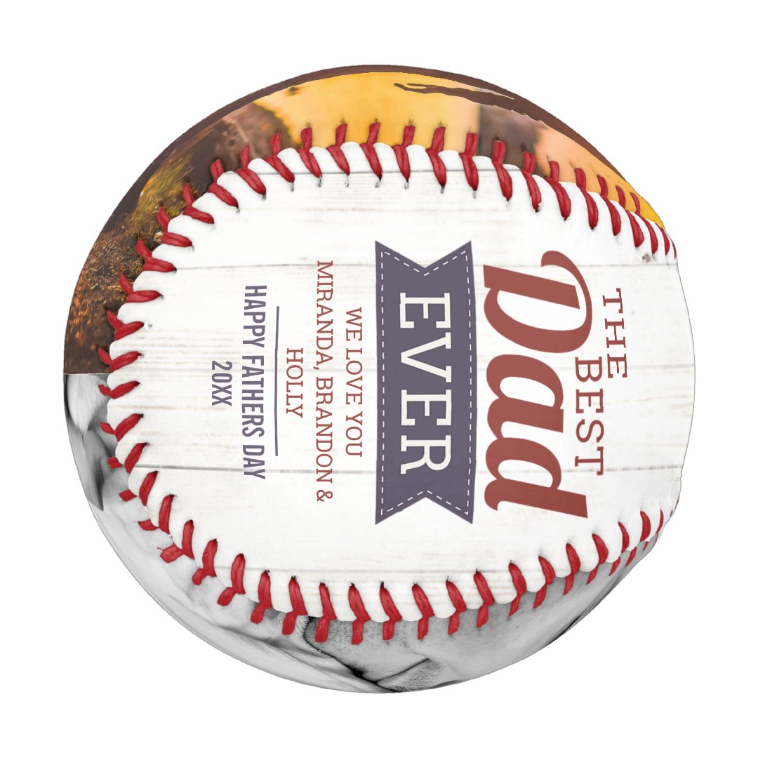 Custom Rustic Best Dad Ever Father`s Day Photo Baseball