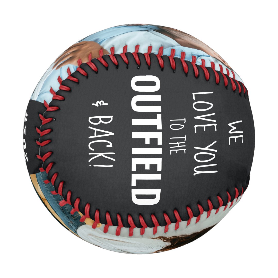 Love you to the Outfield Photo Black Leather Look Baseball
