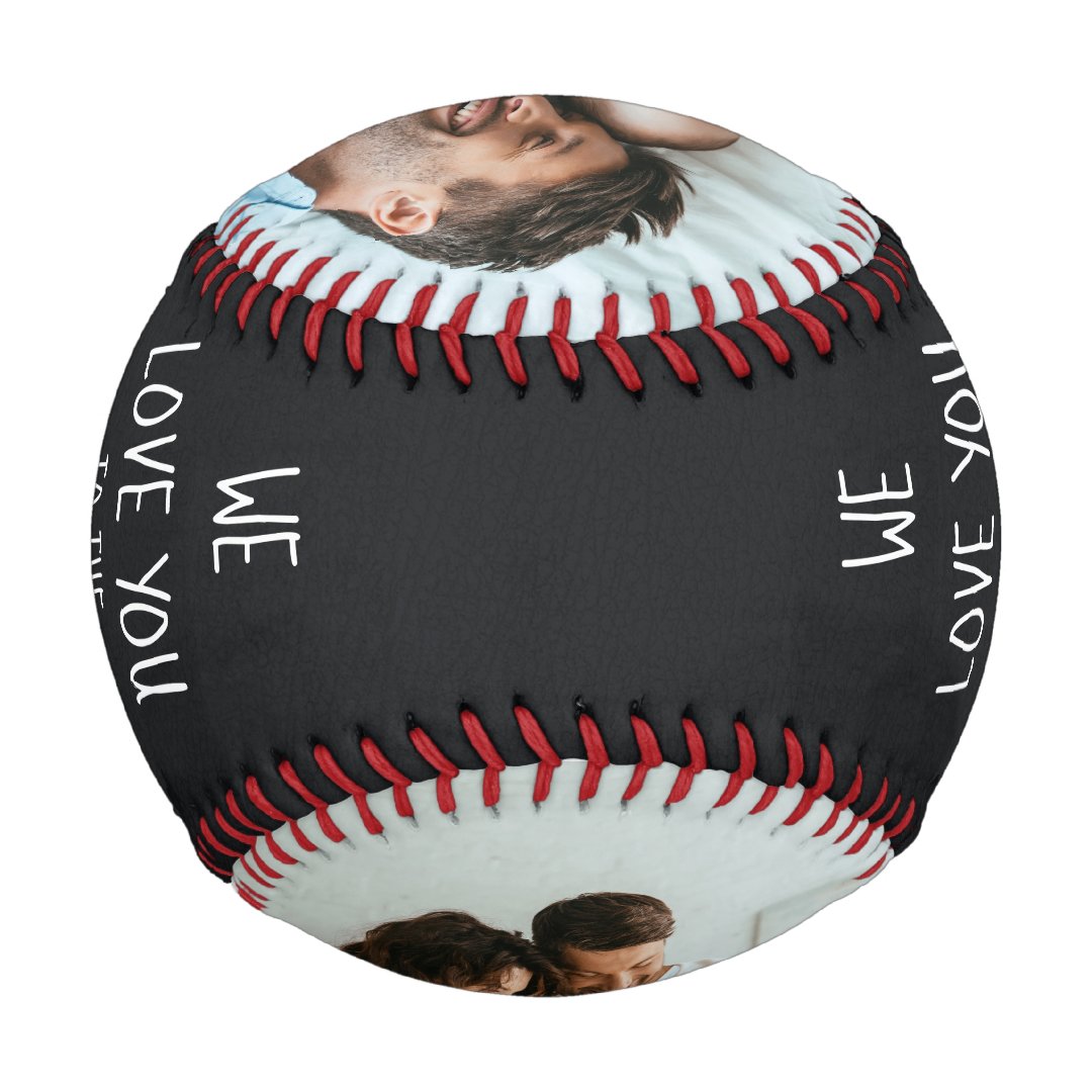 Love you to the Outfield Photo Black Leather Look Baseball