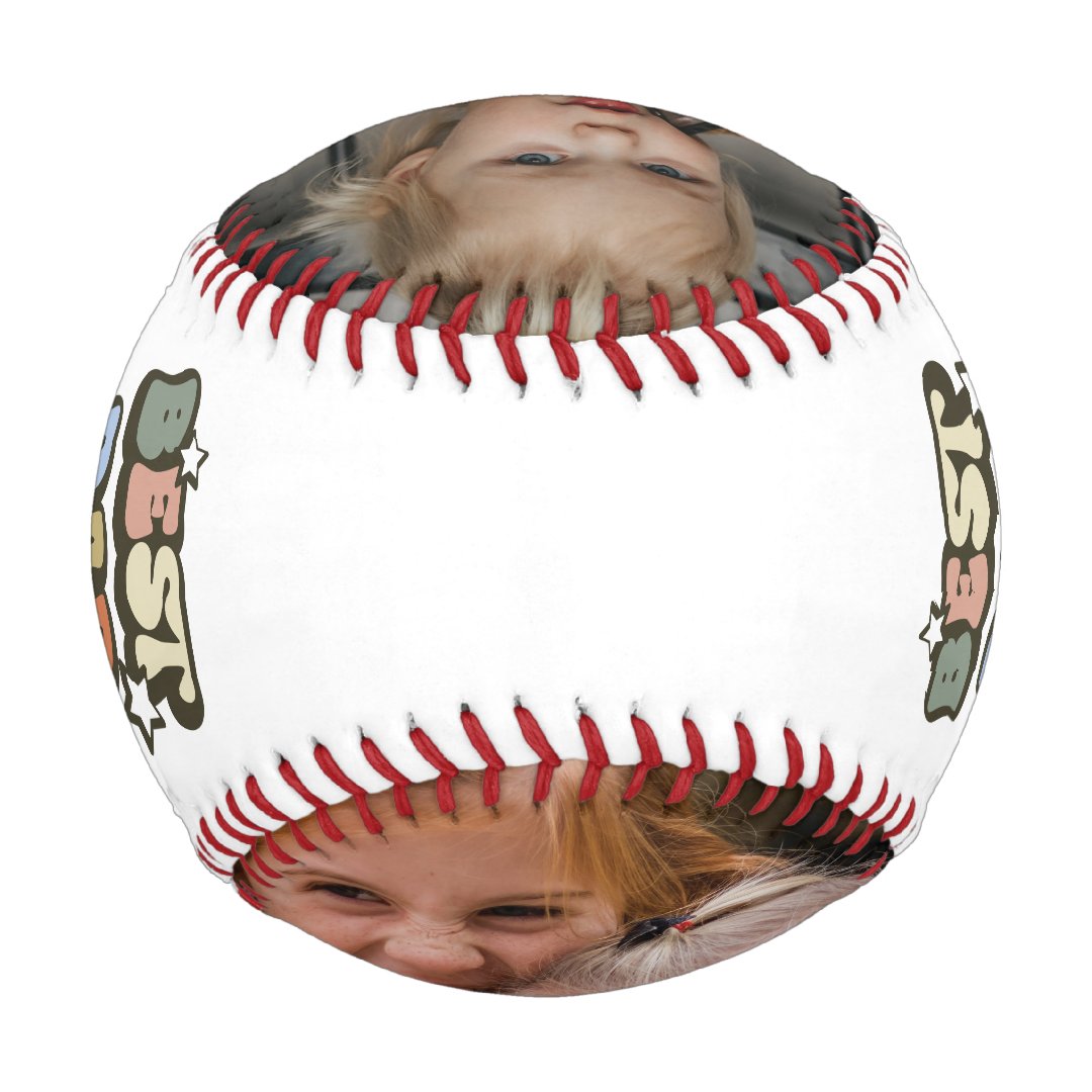 Retro Best Dad Ever 2 Photo Baseball