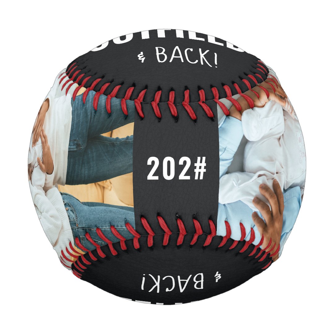 Love you to the Outfield Photo Black Leather Look Baseball