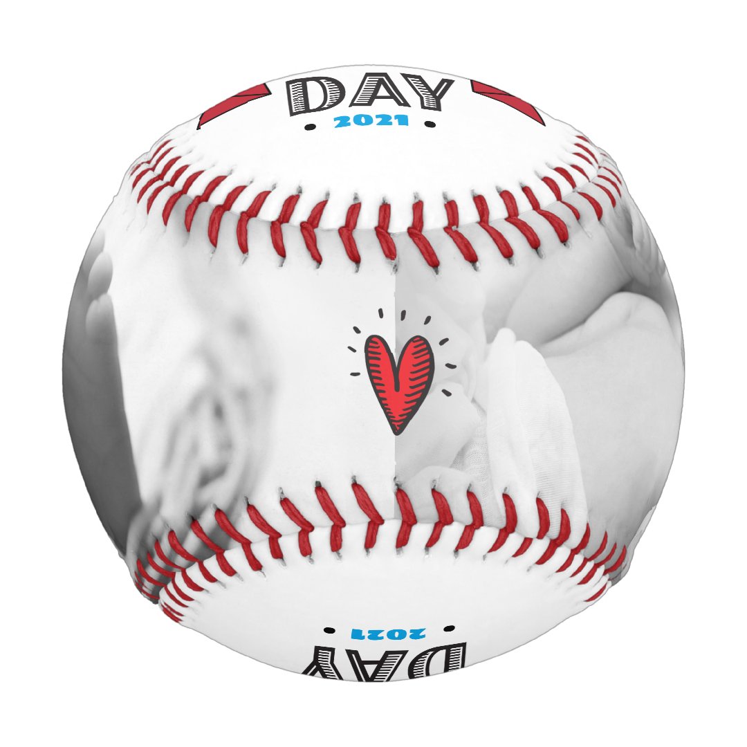 Happy 1st Father’s Day, Red Banner Bold Typography Baseball