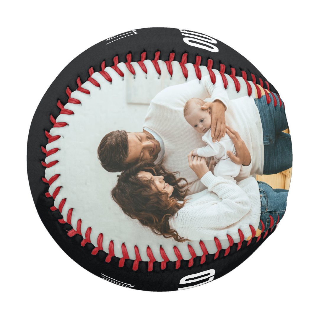 Love you to the Outfield Photo Black Leather Look Baseball