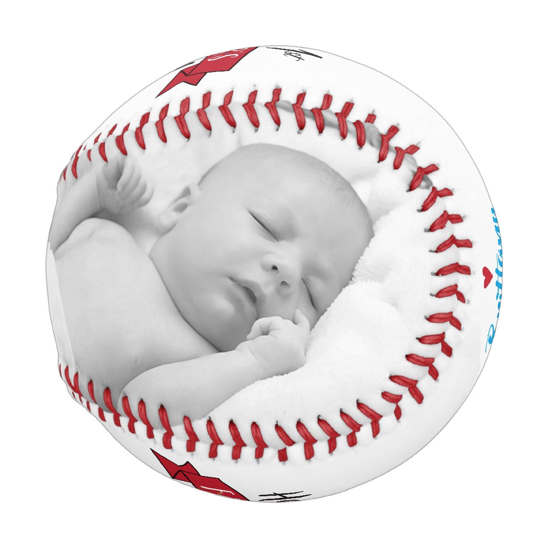 Happy 1st Father’s Day, Red Banner Bold Typography Baseball