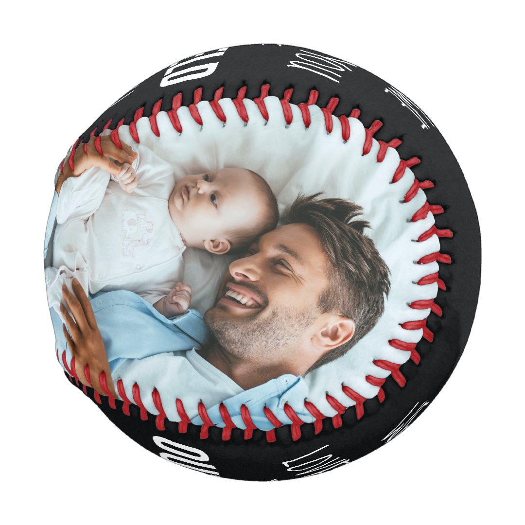 Love you to the Outfield Photo Black Leather Look Baseball