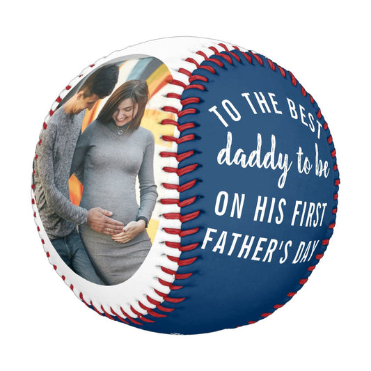 Best Daddy to Be 2 Photo First Father's Day Blue Baseball