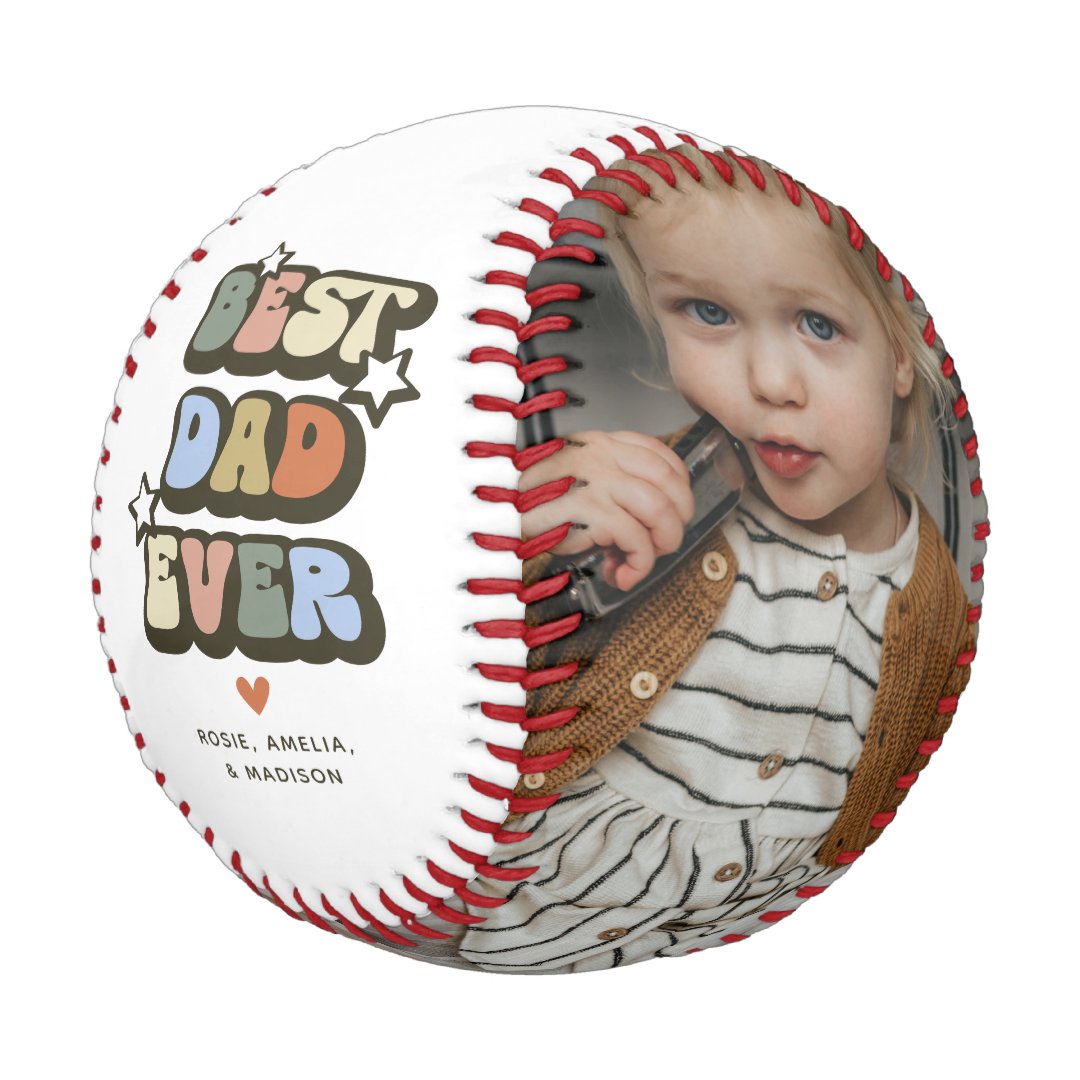 Retro Best Dad Ever 2 Photo Baseball