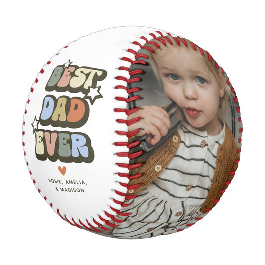 Retro Best Dad Ever 2 Photo Baseball