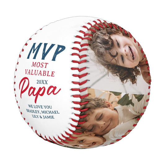 MVP Most Valuable Papa Two Photo Custom Baseball