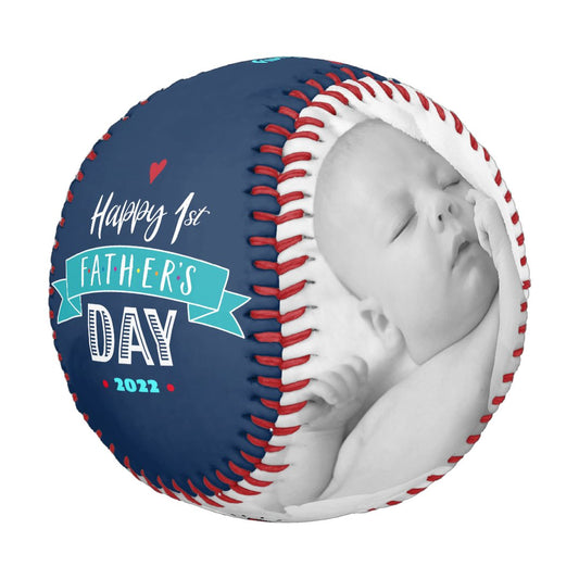 Happy 1st Father’s Day, Bold Typography, Aqua Navy Baseball