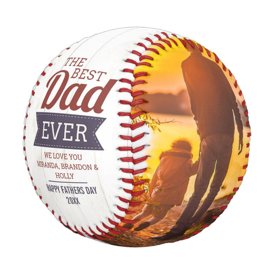 Custom Rustic Best Dad Ever Father`s Day Photo Baseball