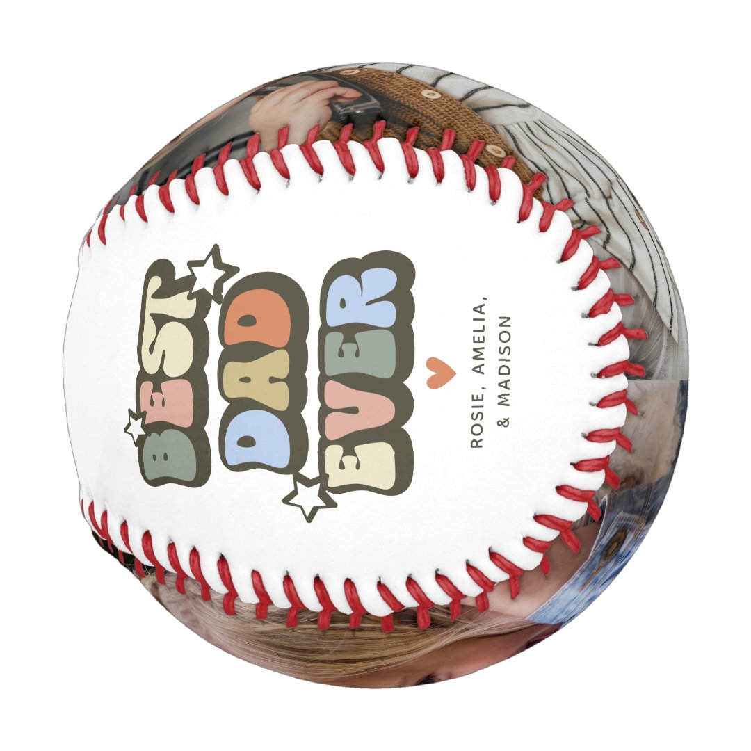 Retro Best Dad Ever 2 Photo Baseball