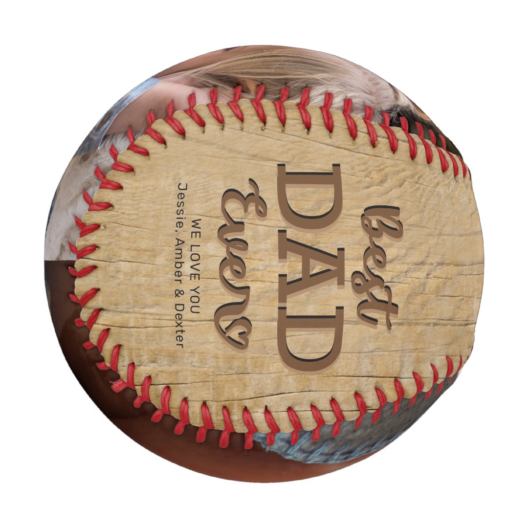 Rustic Best Dad Ever Photo Baseball