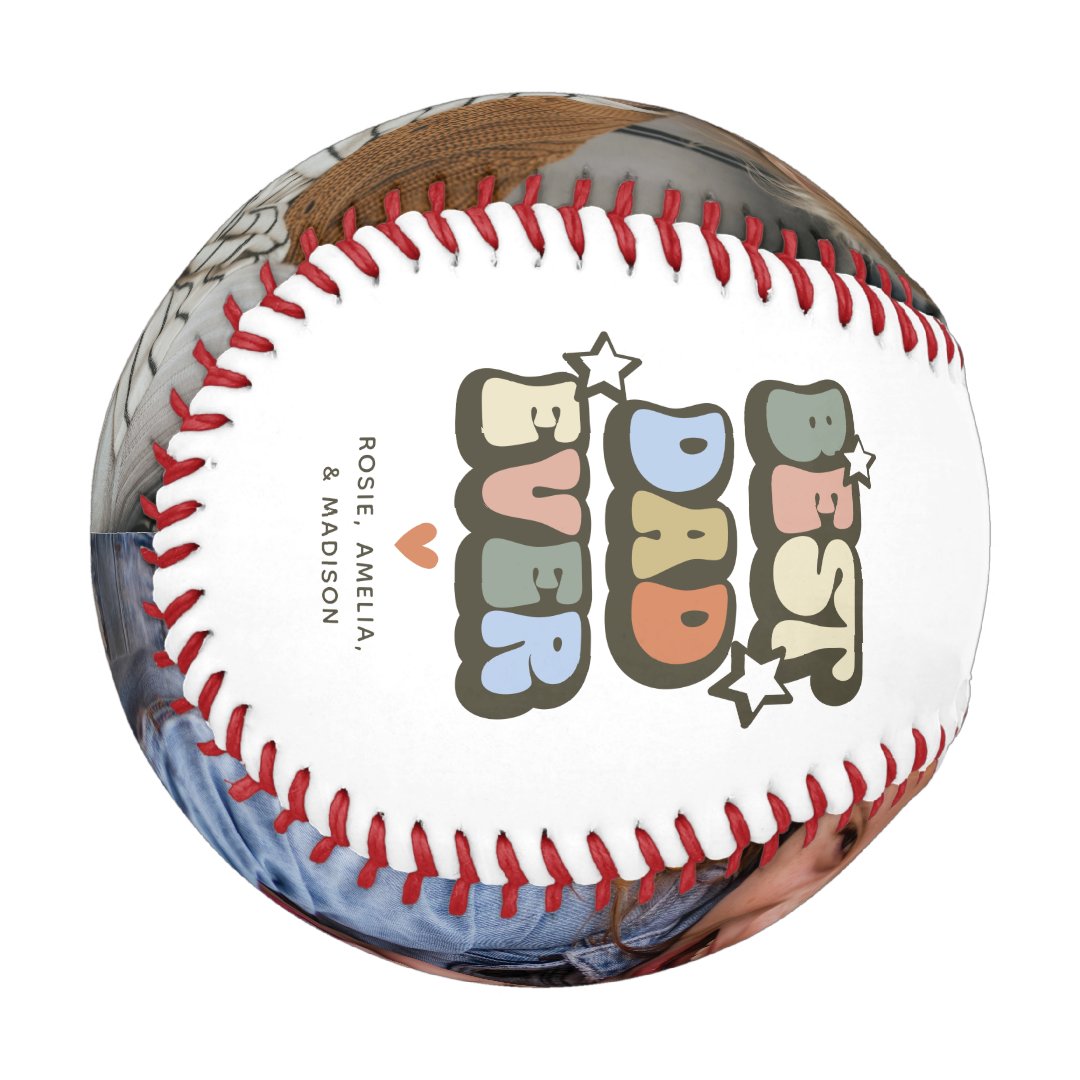 Retro Best Dad Ever 2 Photo Baseball