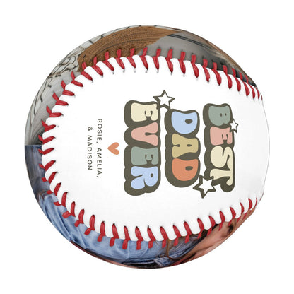 Retro Best Dad Ever 2 Photo Baseball