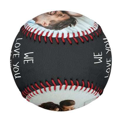 Love you to the Outfield Photo Black Leather Look Baseball